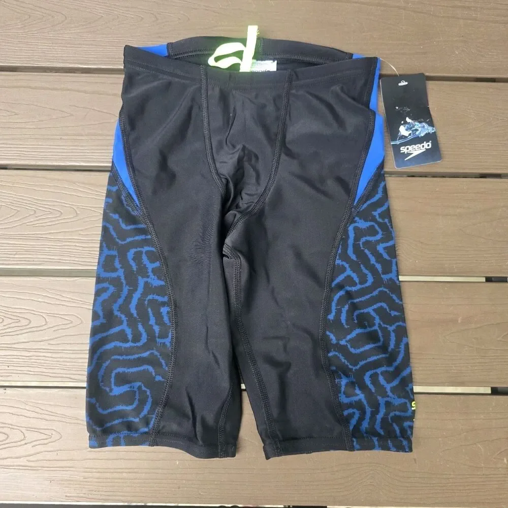 Speedo ProLT Boy's Maize Blue/black Swim Compression Jammer Shorts Sz 26 New